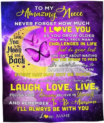 Miniatura 6 de Manta personalizada con texto en inglés «To My Niece», de Aunt Auntie Uncle Always Remember How Much I Love You Moon Butterfly Birthday Christmas