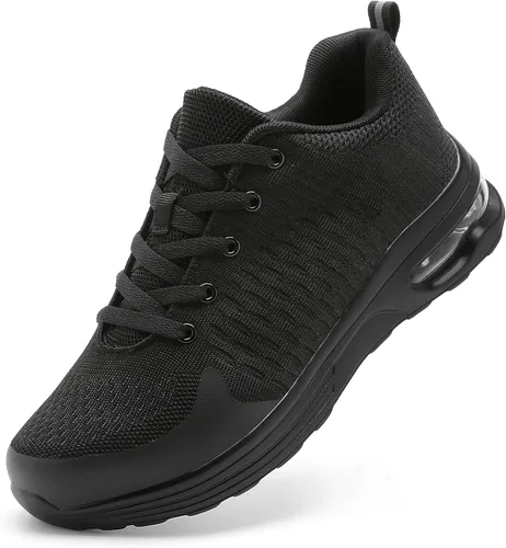 LUPWEE Zapatos de punta de acero para hombres y mujeres, zapatos de trabajo de seguridad antideslizantes a prueba de pinchazos, cómodos tenis