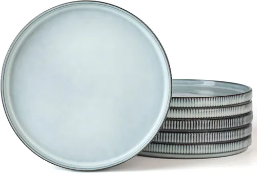 Miniatura 16 de famiware Star Platos de Ensalada para 6, Juego de Platos de 8 Pulgadas, Vajilla de Gres, Platos Pequeños para Postre, Ensalada, Aperitivo, Blanco