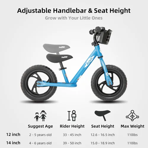 Miniatura 4 de JOYSTAR Bicicleta de equilibrio de 12/14 pulgadas para niños de 18 meses a 5 años, bicicletas de equilibrio ligeras para niños pequeños con Azul