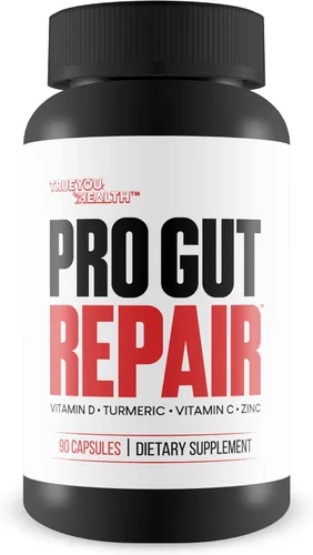 Pro Gut Repair - Suplementos de reparación intestinal con fugas - Fórmula natural de alta fibra con vitamina C y vitamina D - Cúrcuma - Soporte de