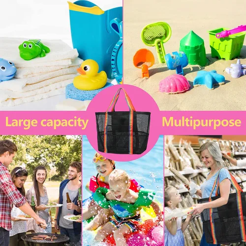 Miniatura 6 de Packism - Bolsa de playa de malla de gran tamaño 8 bolsillos para juguetes de playa de viaje