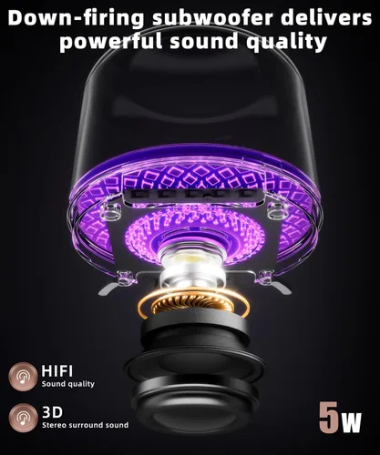 Miniatura 11 de Altavoz Bluetooth con sonido HD y luces, inalámbrico portátil, batería de larga duración, emparejamiento TWS, para el hogar, fiesta, al aire libre