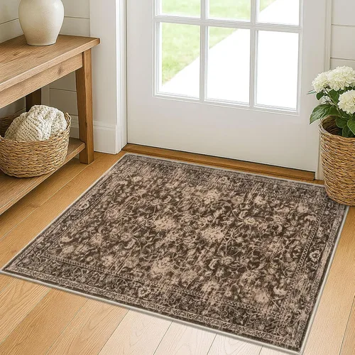 Miniatura 23 de KILOCOCO Alfombra lavable de 2 x 3 para entrada, estampado floral vintage, suave, antideslizante, azul, alfombras de cocina, tapete