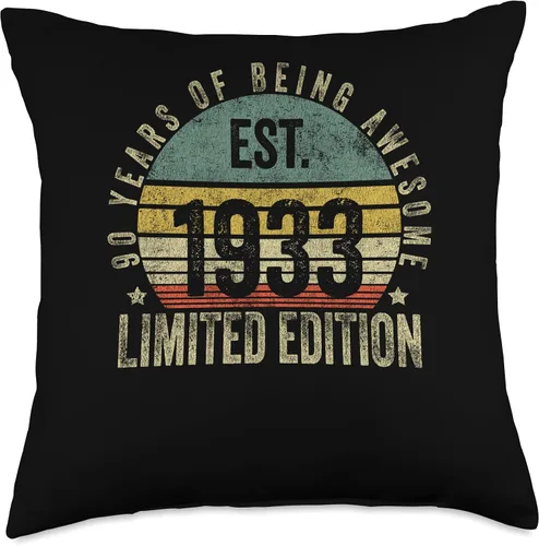 Miniatura 4 de Vintage 90 Year Old Est 1933 Limited Edition 90th Birthday Throw Pillow