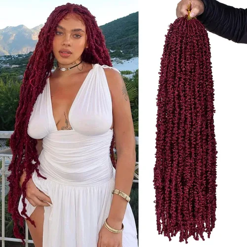 Miniatura 12 de ZRQ Butterfly Locs Cabello de Ganchillo Corto 6 Paquetes Negro Cabello Bob de Ganchillo 8 Pulgadas Locs Sintéticos Desordenados Desgastados Trenzas