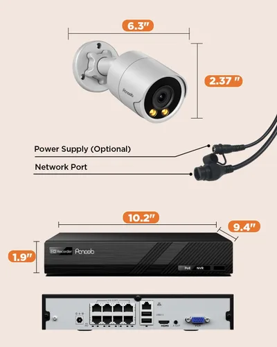 Miniatura 7 de Sistema de cámara de seguridad PoE, 4 cámaras IP bala con cable de 4 MP para exteriores, micrófono integrado para exteriores, detección de vehículos