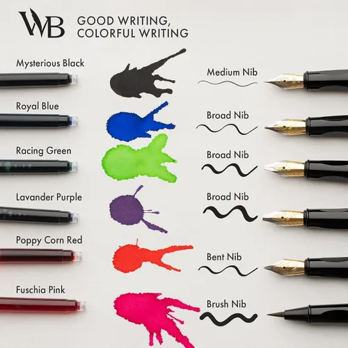 Miniatura 3 de Wordsworth and Black - Juego de pluma estilográfica, color negro, incluye 2 bolígrafos, botella de tinta de 0.7 onzas líquidas, 60 cartuchos