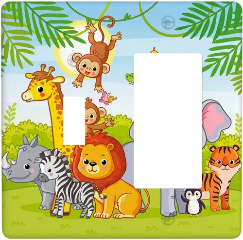 Miniatura 48 de Arctic Animals - Placa de interruptor de luz de 1 banda, lindo sello de dibujos animados, pingüino, oso polar, placa de pared individual basculante
