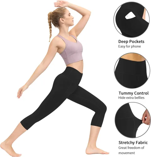 Miniatura 4 de Fengbay Pantalones de yoga de cintura alta, pantalones de yoga con bolsillo, control de abdomen, entrenamiento, correr, leggings de yoga elásticos