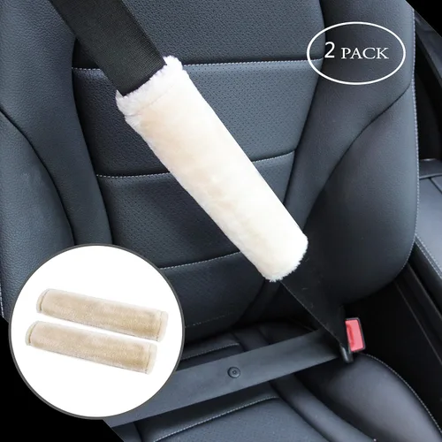 Miniatura 2 de Amooca Funda universal para cinturón de seguridad de piel sintética suave para automóvil, camión, SUV, avión, almohadilla para cinturón de seguridad
