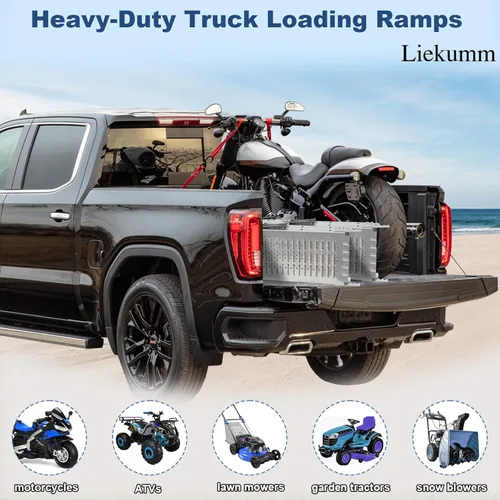 Miniatura 7 de LIEKUMM Rampas de carga plegables de acero de 66 pulgadas de largo x 9 pulgadas de ancho para camionetas, motocicletas, vehículos todo terreno