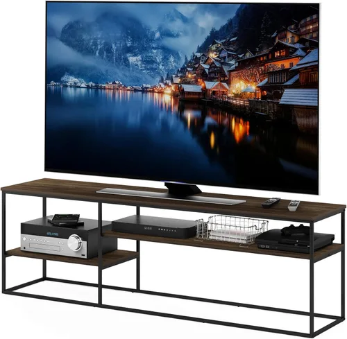 Miniatura 11 de Furinno JAYA - Soporte grande para televisores de hasta 50 pulgadas, nuez de nogal/negro/marrón oscuro de Columbia Nuez Columbia/Negro/Marrón Oscuro
