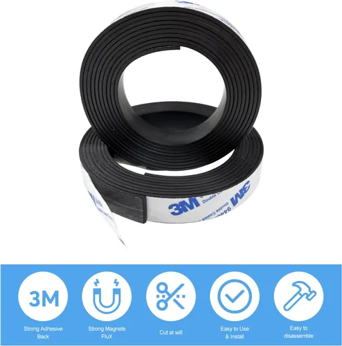 Miniatura 7 de Cinta magnética A+B, tira de cinta magnética interabsorbente, tiras magnéticas con respaldo adhesivo para pantalla de mosca (6.6 pies + 6.6 pies)