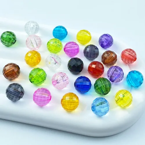 Miniatura 15 de 1000 cuentas facetadas redondas acrílicas de 0.236 pulgadas (0.236 in), cuentas espaciadoras de cristal, cuentas sueltas con múltiples facetas