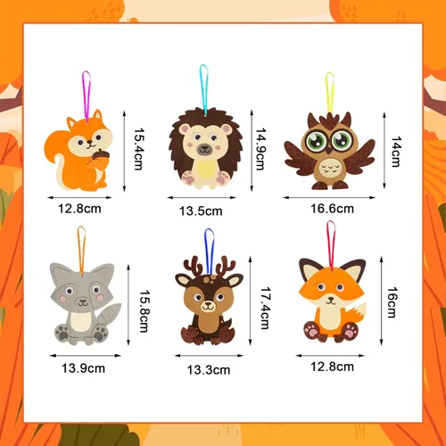 Miniatura 7 de Fennoral Paquete de 12 Kit de Manualidades de Otoño para Niños Haz Tu Propio Animal de Otoño Calcomanías de Espuma Artes y Manualidades de Otoño