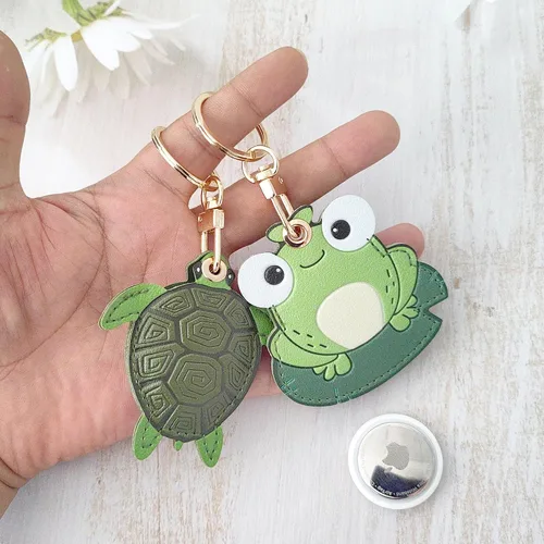 Miniatura 23 de CATCH ON Paquete de 2 fundas de cuero para Airtag para llavero, bonitos accesorios Kawaii adecuados para Airtag