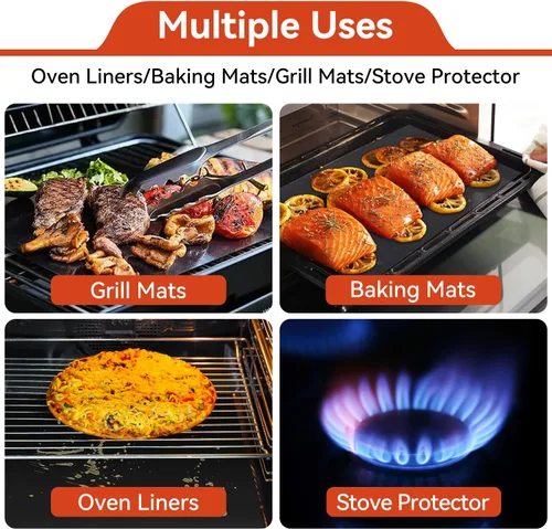 Miniatura 3 de Revestimientos para Horno para la Parte Inferior del Horno, Paquete de 2 Alfombrillas de Horno de Teflón Reutilizables Grandes Gruesas de Servicio