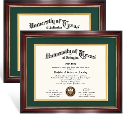 Miniatura 38 de GraduationMall Marco de diploma de certificado de 8.5 x 11, madera maciza y vidrio templado, acabado negro con ribete dorado