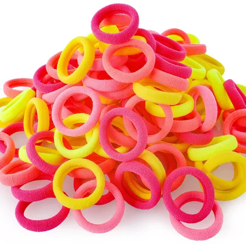 Miniatura 11 de QRTVI 120 Piezas Ligas para el Cabello de Bebé, Ligas de Cabello de Algodón para Niñas Pequeñas y Niños, Bandas para el Cabello Pequeñas Multicolor