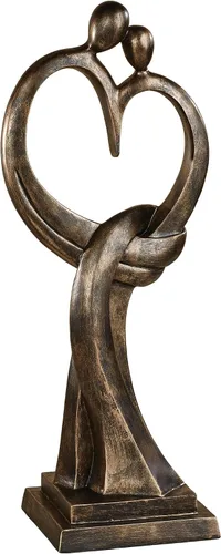 Escultura de amor eterno con toque de clase, acabado en bronce | Hecho a mano de resina, 20 pulgadas de altura, estatua de signo de te amo,