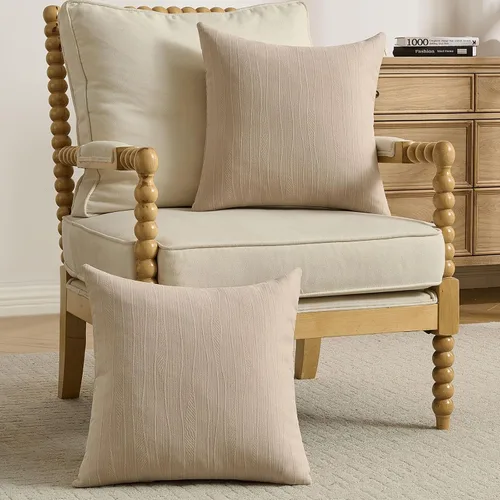 Miniatura 4 de FUTEI Paquete de 2 fundas de cojín de felpilla de 16 x 16 pulgadas, fundas de cojín decorativas con textura de línea suave, decoración moderna