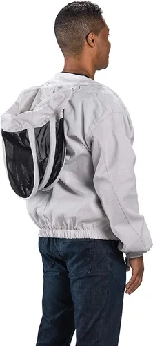 Miniatura 4 de Bees & Co K74 Chaqueta de apicultor de algodón natural con velo de esgrima Crystal White
