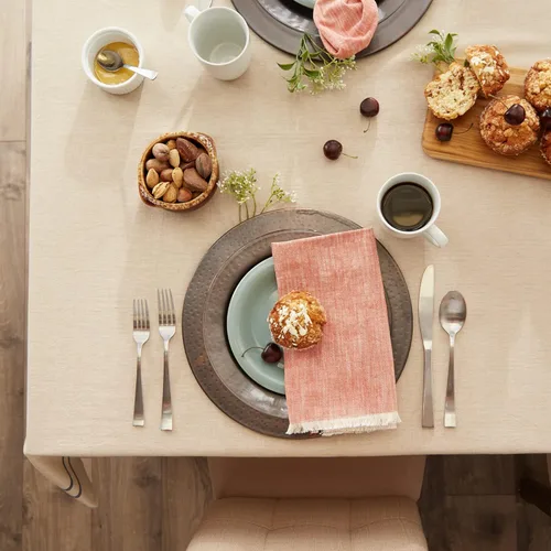 Miniatura 4 de DII - Mantel redondo para mesa de comedor, estilo rústico, colección de manteles con rayas estilo francés, 177.8 cm de diámetro, color gris Gris