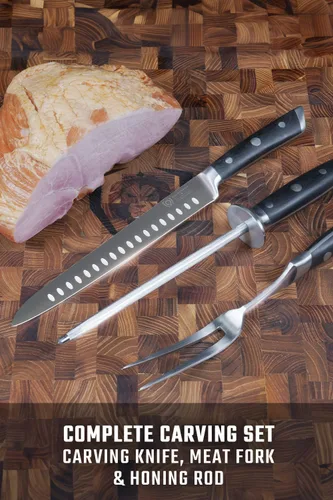 Miniatura 3 de Dalstrong Juego de cuchillo y tenedor para carne - Gladiator Series Elite - Varilla de afilar de 8 pulgadas - Acero alemán forjado HC - Cuchillo