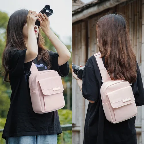 Miniatura 6 de Bolsa para Cámara Cruzada Pequeña Bolsa Linda para Cámara Cartera para Mujeres Impermeable Cuero Viaje Estuche de Hombro Bandolera Diseñador