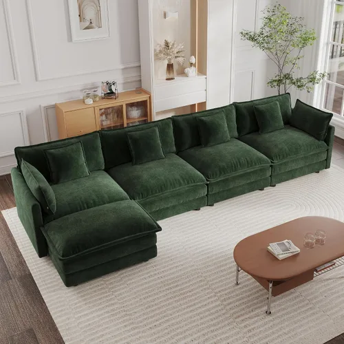Miniatura 11 de mikibama - Sofá seccional modular, sofá en forma de L de 76.4 pulgadas para sala de estar, sofá cama cómodo tipo nube con otomano móvil, combinación