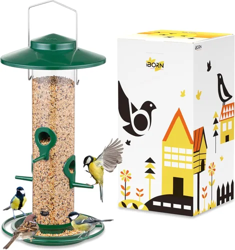 Miniatura 17 de iBorn Comedero de pájaros de metal a prueba de ardillas para pájaros para colgar en exteriores para cardenal exterior, capacidad para semillas de 3