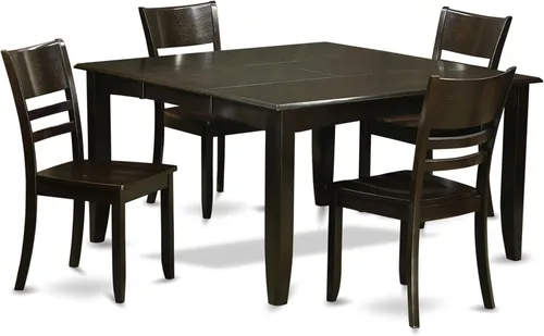 Miniatura 14 de East West Furniture PFLY5-CAP-LC - Juego de mesa de comedor de 5 piezas, incluye una mesa de cocina cuadrada con hojas de mariposa y 4 sillas