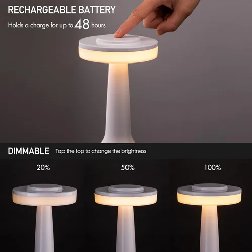 Miniatura 2 de O'Bright Lámpara de mesa LED portátil con sensor táctil, brillo de 3 niveles, batería recargable de hasta 48 horas de uso, luz nocturna para Blanco