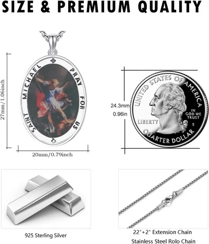 Miniatura 298 de Collar de plata de ley 925 con medalla de San Patrón, colgante de protección católica, amuleto, joyería religiosa para hombres y mujeres