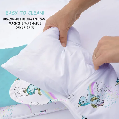 Miniatura 4 de JumpOff Jo Tapete para siesta para niños, acogedor tapete de descanso para niños con almohada extraíble y manta ultrasuave para preescolar