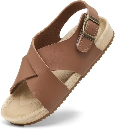 Cubufly Sandalias para niños con tiras cruzadas y puntera abierta, zapatos de verano para uso en interiores y exteriores, para niños pequeños y