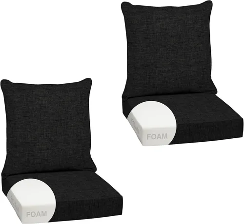 Miniatura 120 de Arden Outdoor Deep Seat Cushion Set, 24 x 24 pulgadas, Cojín para exteriores resistente al clima, a la lluvia y a la decoloración para silla, sofá
