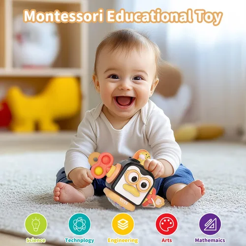 Miniatura 2 de OSIMILY Juguetes Montessori para niños de 1 año, Juguetes sensoriales para niños pequeños de 1 a 3 años, Cubo de tablero ocupado para actividades