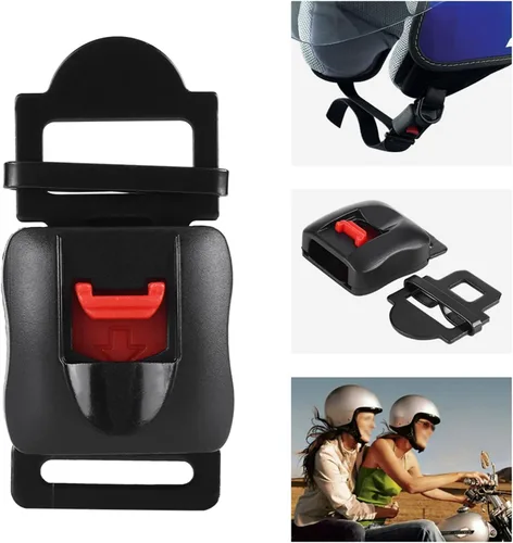 Miniatura 4 de 5 unids motocicleta cascos velocidad clip barbilla correa liberación rápida desconexión hebilla plástico metal motocicleta casco hebilla negro rojo
