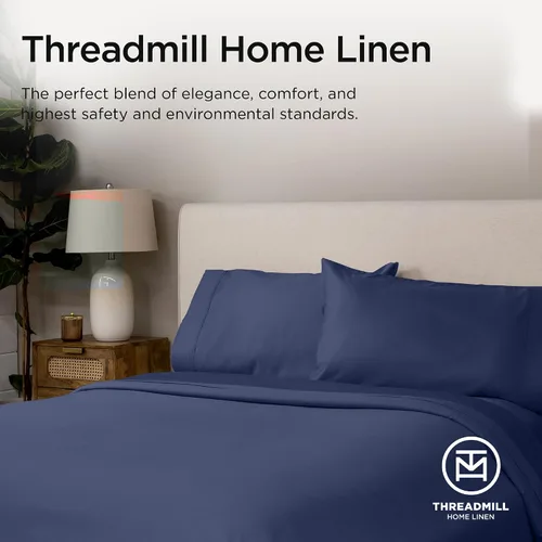 Miniatura 7 de Threadmill American Supima - Sábanas de algodón tamaño King, 1200 hilos por pulgada, 4 piezas de sábanas de lujo para colchón King, sábanas