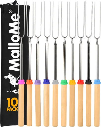 Miniatura 10 de MalloMe Smores Sticks para hoguera larga – Kit de palos para asar malvaviscos – Pinchos Smore Pinchos Hot Dog Tenedor Camphoguera Equipo de Cocina