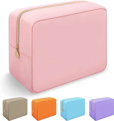 Miniatura 18 de Iqimott Bolsa Grande de Maquillaje de Nylon para Viaje, Bolsa de Cosméticos Preppy Grande Organizadora de Maquillaje de Nylon Bolsa de Artículos
