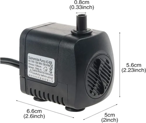 Miniatura 2 de Saim - Bomba de agua sumergible de 53 GPH para acuario, mini bomba de estanque de fuente con cable de alimentación de 4.9 pies para acuario, pecera