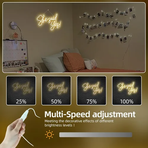 Miniatura 5 de Letrero de Neón She Said Yes LED Blanco Cálido Luces de Neón con Palabras para Decoración de Pared Decoraciones de Propuesta USB Letreros de Luz