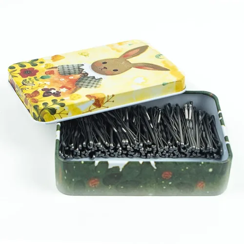 Miniatura 8 de Mini horquillas negras con bonito estuche, 200 CT 1.38 pulgadas, pequeños horquillas para moños, horquillas de pelo premium para niños, niñas
