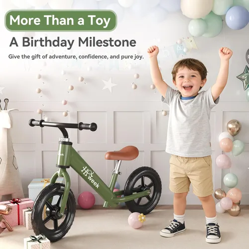 Miniatura 7 de Bicicleta de equilibrio para niños pequeños HAWEEK de 12 pulgadas, bicicleta de entrenamiento sin pedales para niños de 24 meses a 5 años, ajustes