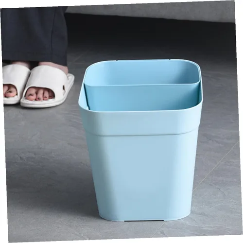Miniatura 6 de Zerodeko Cubo de basura de cocina de doble compartimento, 2 compartimentos, cesta de basura de plástico para oficina en casa, color azul