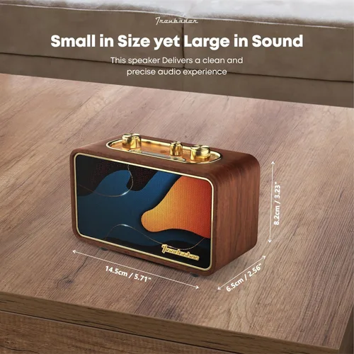 Miniatura 6 de Altavoz Bluetooth vintage con radio AM/FM, naranja Retro Wireless Speaker, 10H Playtime, Charge-While-Play, Aux/Antenna, Interchangeable Panel