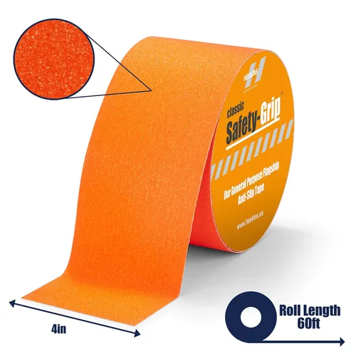 Miniatura 2 de Heskins LLC Cinta antideslizante de agarre de seguridad estándar naranja (4 "x 60 pies)
